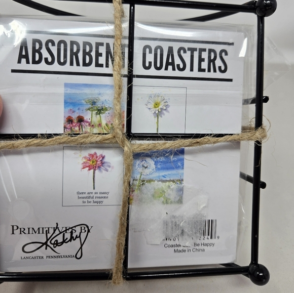 Coaster Set Be Happy Primitives By Kathy Flowers Scenery Absorbent, Water Colors - Picture 7 of 10